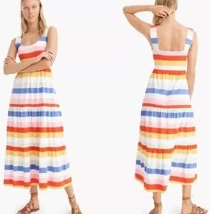 J. Crew Tiered knit maxi dress in rainbow wide stripe XXS